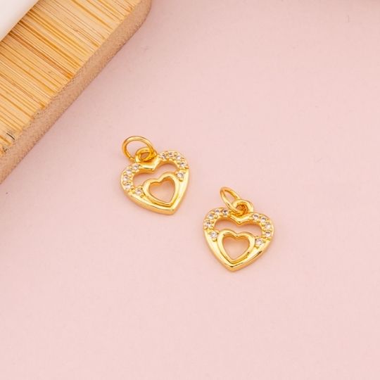 Dije de corazon con zirconias baño 18k