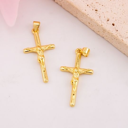 Dije de Cruz solido baño 18k