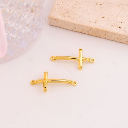 Enlace religioso de cruz baño 18k
