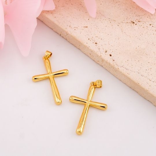 Dije de Cruz solido baño 18k