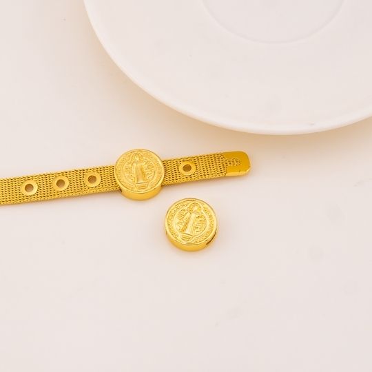 Separador medalla religiosa San Benito baño 18k