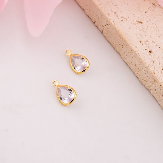 Dije de zirconia en forma de gota mini baño 18k