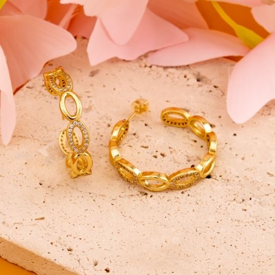 Argollas con zirconias baño 18k