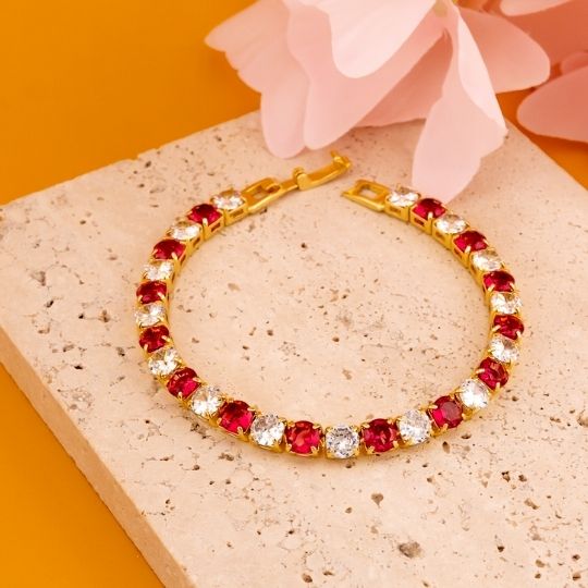 Pulsera de zirconias baño 18k