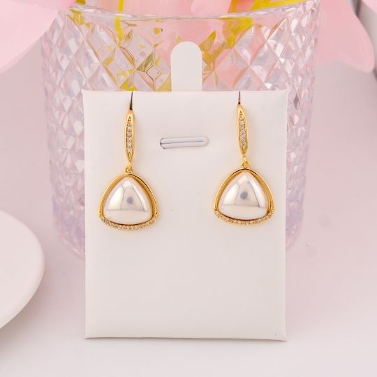 Aretes colgantes de perlas baño 18k