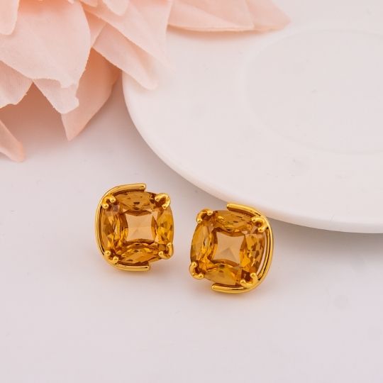 Aretes de alta gama de lujo elaborado con cristales calidad premium bañado en oro real de 18k