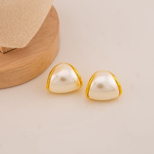 Aretes con perla baño 18k