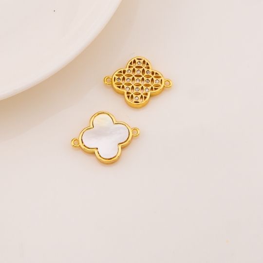 Enlace de trebol doble uso baño 18k