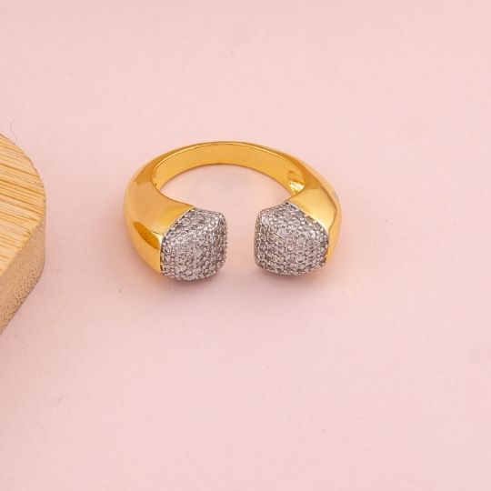 Anillo chunky ajustable doble tono baño 18k