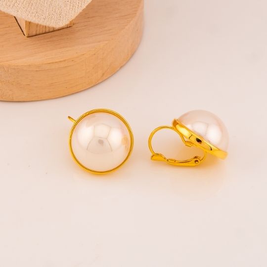 Aretes con perla baño 18k