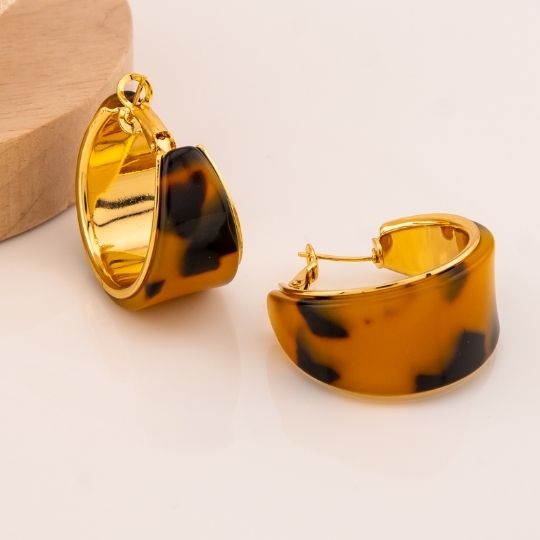 Argollas chunky carey baño 18k