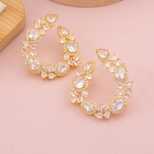 Aretes premium con zirconias baño 18k