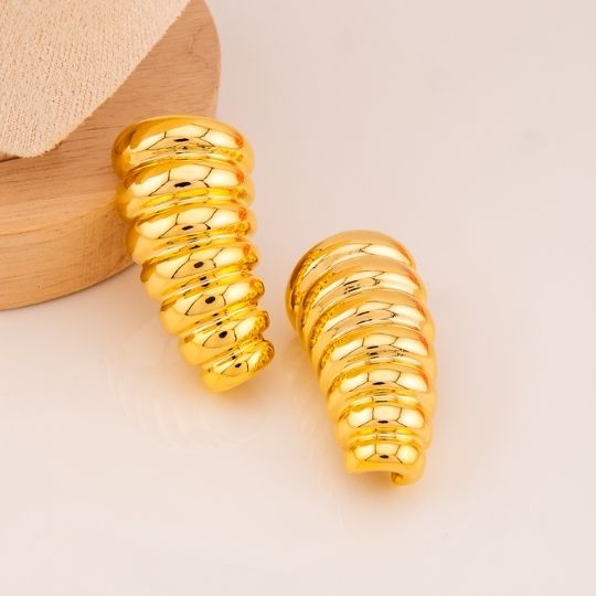 Aretes chunky solidos baño 18k