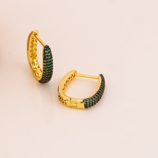 Argollas pequeñas con zirconias de colores baño 18k
