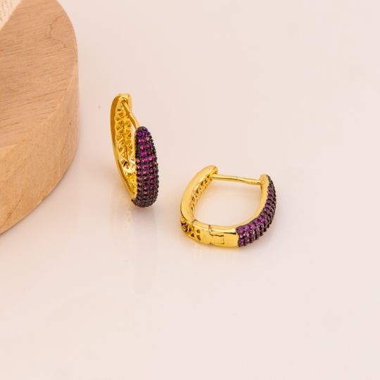 Argollas pequeñas con zirconias de colores baño 18k