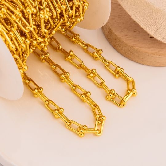 Cadena por yarda acero con baño 18k