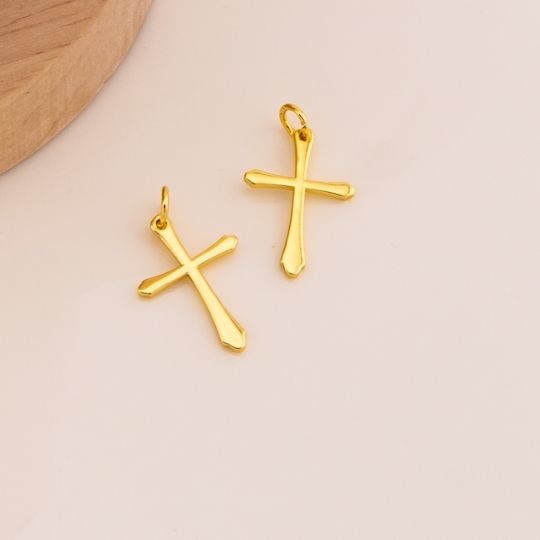 Dije religioso de cruz solido baño 18k