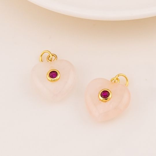 Dije de corazon mini en piedra natural baño 18k