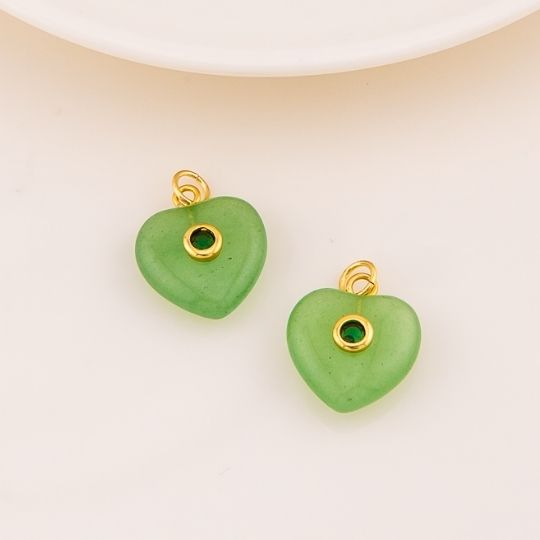 Dije de corazon mini en piedra natural baño 18k