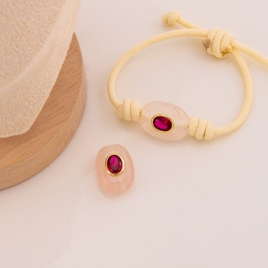 Separador de piedra natural cuarzo rosa baño 18k