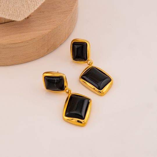 Aretes colgantes baño 18k