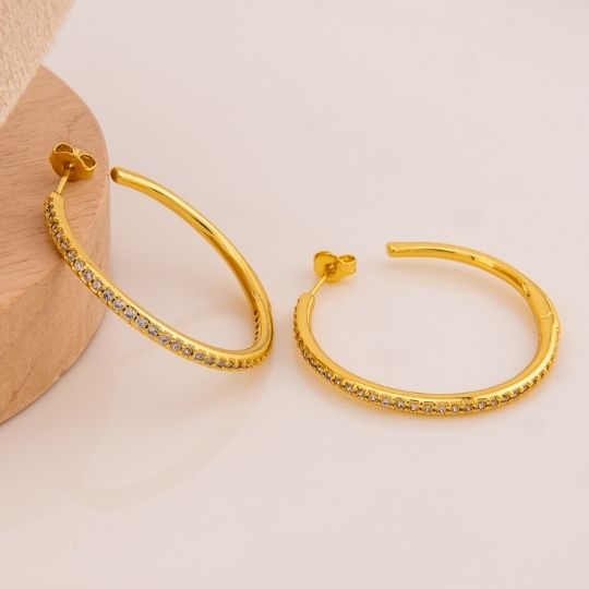 Argollas con zirconias baño 18k