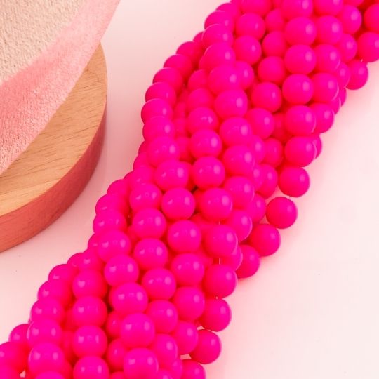 Perla de vidrio bola chicle fucsia 10mm