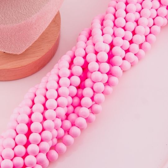 Perla de vidrio bola chicle rosa pastel 8mm