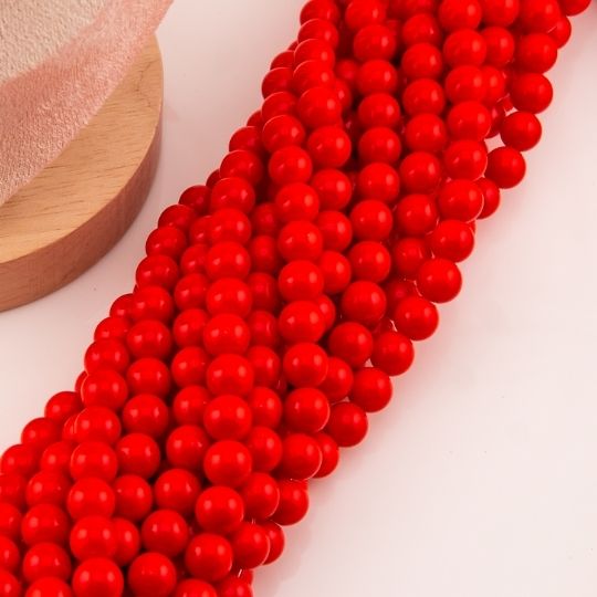 Perla de vidrio bola chicle rojo 10mm
