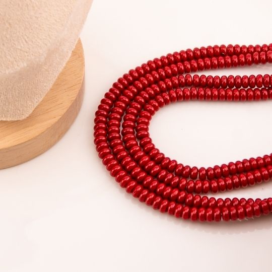 Piedra disco rojo vino 4x6mm