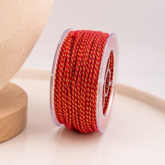 Rollo cordon trenzado metalizado rosado 2mm (20mts)