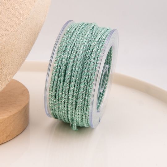 Rollo cordon trenzado metalizado verde menta 2mm (20mts)