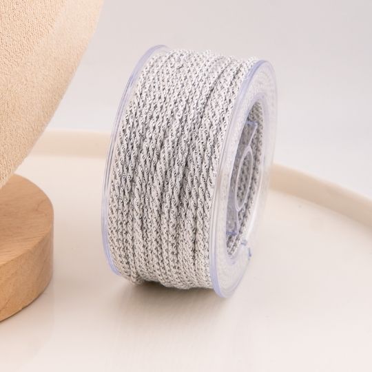 Rollo cordon trenzado metalizado verde menta 2mm (20mts)
