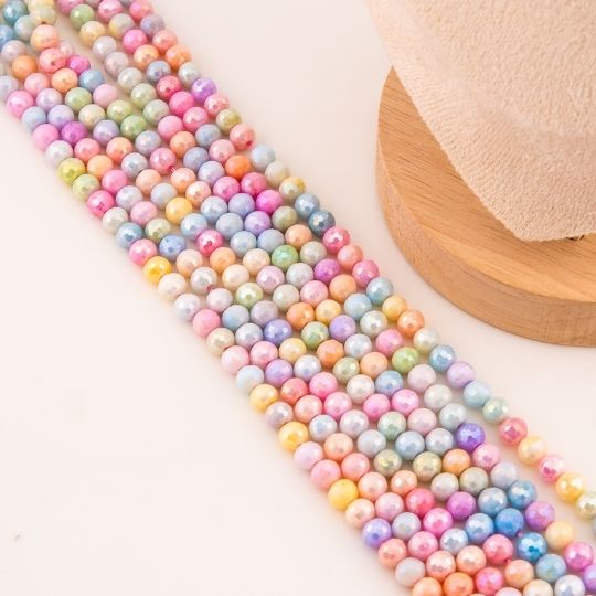 Quarzo facetado multicolor pastel con recubrimiento AB