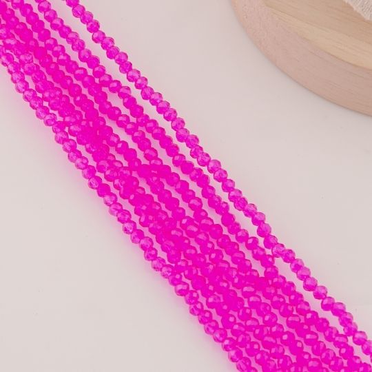 Cristal Rondelle fuscia 2mm