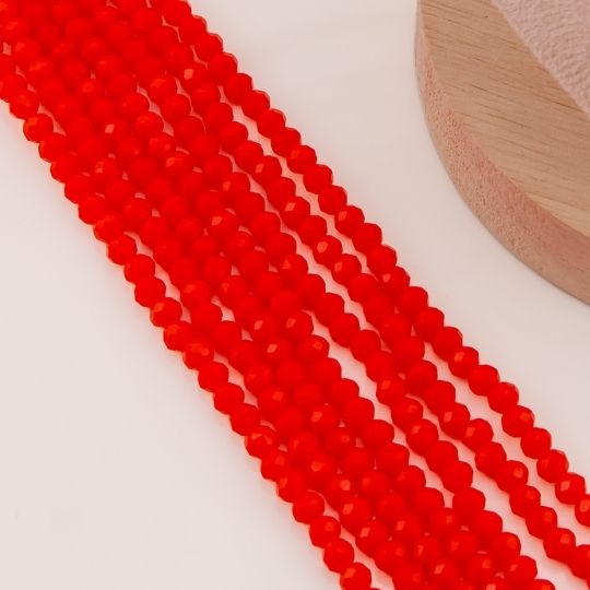 Cristal Rondelle rojo coral 4mm