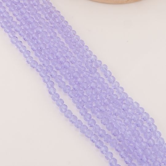 Cristal Rondelle lavanda pastel traslucido 4mm