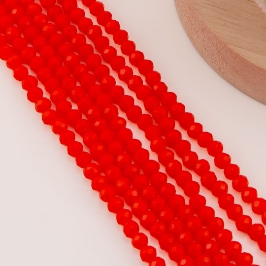 Cristal Rondelle rojo coral 6mm