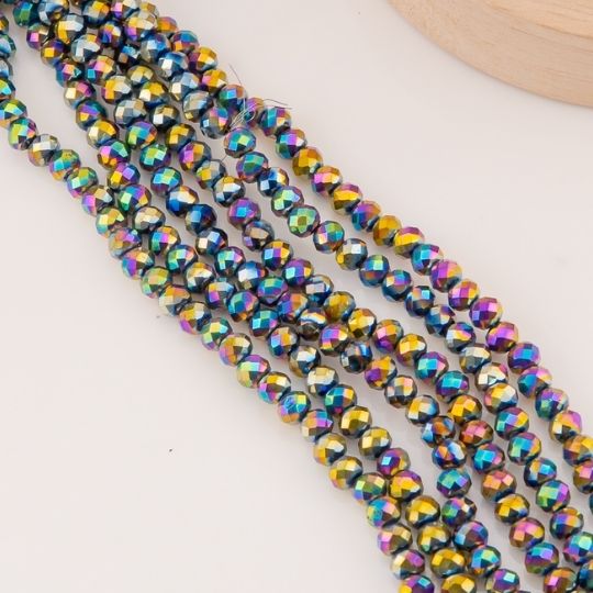 Cristal Rondelle multicolor metalizado 6mm