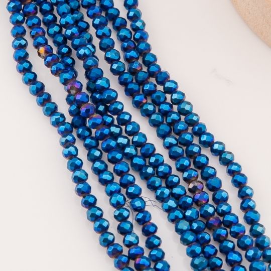 Cristal Rondelle azul marino metalizado 6mm