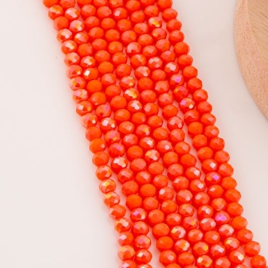 Cristal Rondelle Rojo coral opaco metalizado 6mm