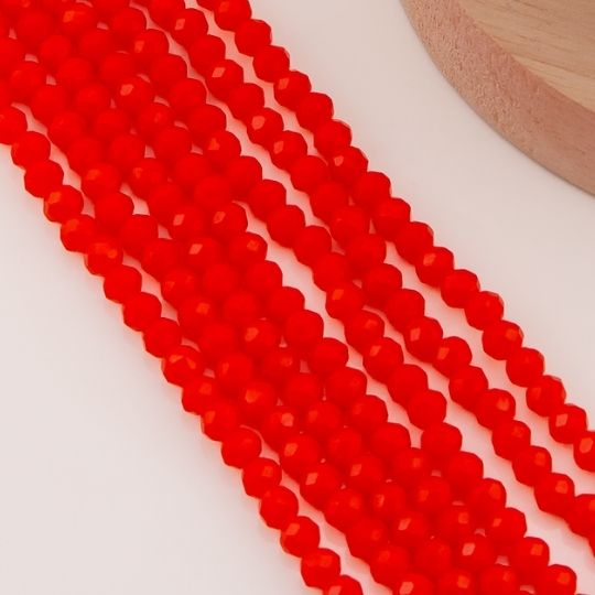 Cristal Rondelle rojo coral 8mm