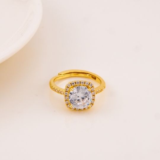 Anillo ajustable con zirconias baño 18k