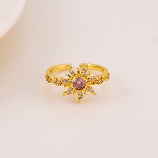 Anillo ajustable con zirconias baño 18k