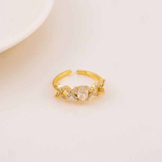 Anillo ajustable con zirconias baño 18k