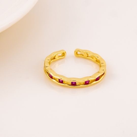 Anillo ajustable con zirconias baño 18k