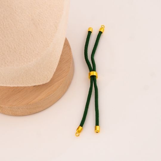 Pulsera ajustable verde oscuro baño 18k