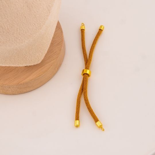 Pulsera ajustable cafe claro baño 18k