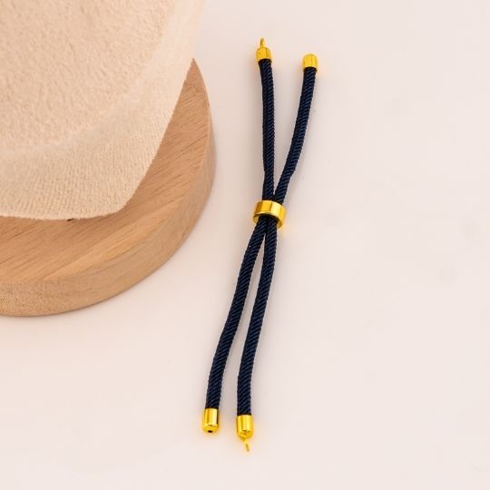 Pulsera ajustable azul marino baño 18k