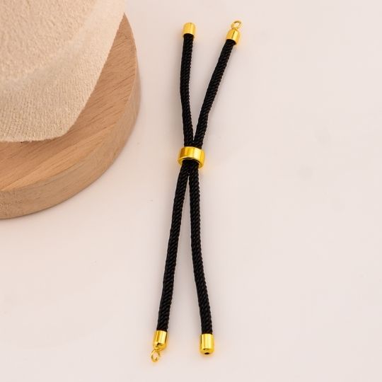 Pulsera ajustable negro baño 18k